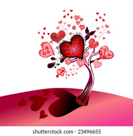 valentine's day background with lovely tree