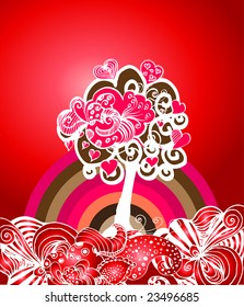 valentine's day background with lovely tree