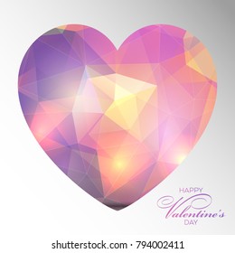 Valentine's Day background with low poly heart design