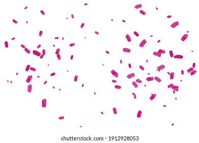 Valentine's Day Background With Many Falling Pink Tiny Confetti. Vector