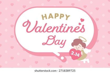 Valentinstag-Hintergrundmaterial mit Sprechblasen, Engel und Herzrahmen.