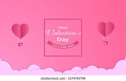 valentines day background, minimal love wallpaper with papercut concept and clean.