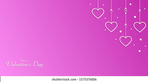 valentines day background, minimal love wallpaper with papercut concept and clean.