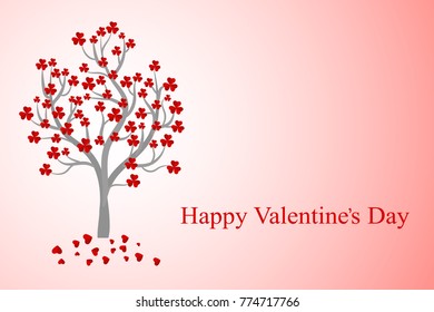 Valentine's day background. A minimalistic tree with flowers in the form of hearts. Vector.