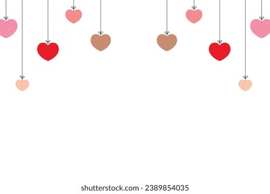 Valentine's day background with negative space area. Hanging love for Happy Women's, Mother's, and Valentine's Day.