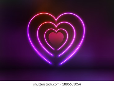 Valentines Day Background With Neon Heart Design