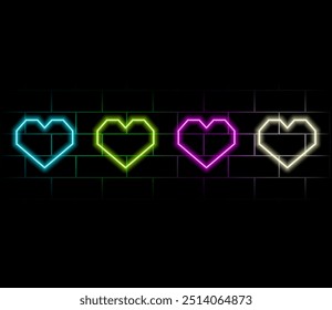 Valentines Day background with neon heart design.