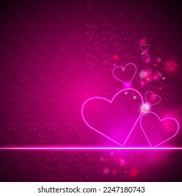 Valentine's Day Background neon pink concept love banner art style