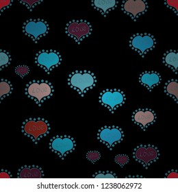 Valentines day background on neutral, blue and black colors. Love design with different elements. Seamless Interesting typography. Vector illustration.