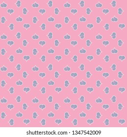 Valentines day background on pink, blue and white colors. Vector illustration. Love design with different elements. Seamless Interesting typography.