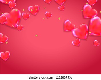 Valentine's Day background on red. Vector illustration. Cute love banner or greeting card