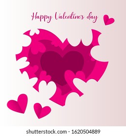 Valentines day background.  Paper cut heart.