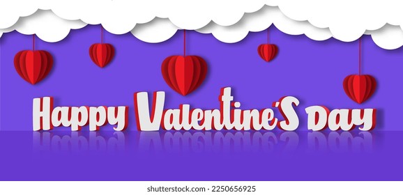 valentines day background. paper cut style design. Vector illustration