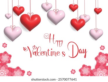 Valentine's day background with paper cut flowers