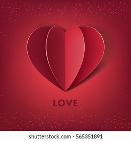 Valentine's day background with paper cut heart. Vector illustration.