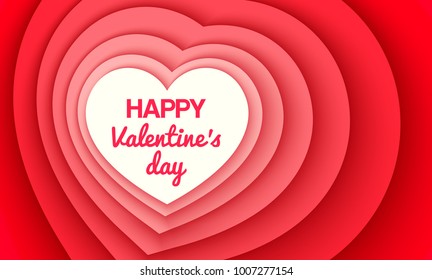 Valentines day background with paper heart. Love banner. Romantic design. Wallpaper, flyers, invitation, posters, brochure, voucher or discount. Vector illustration.