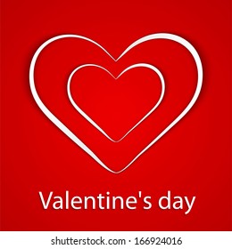 Valentines Day Background with paper hearts. Vector illustration. EPS10