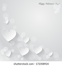 Valentine's day background with paper hearts. Vector