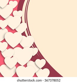 Valentines day background. Paper hearts. Love. Romantic background. Valentines Day Card. Retro colors. Hearts background with empty space for text.