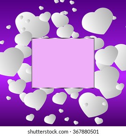 Valentines day background. Paper hearts. Love. Romantic background. Valentines Day Card. Retro colors. Hearts background with empty space for text.