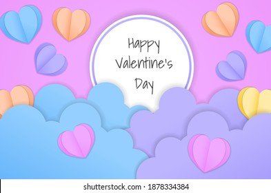 Valentines day background in paper style. - Vector.