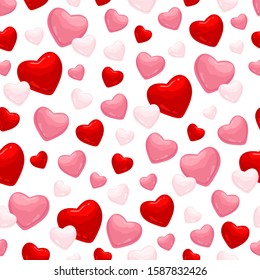 Valentine's day background, Pattern for clothes, red, white, pink heart. Vector illustration wallpaper.