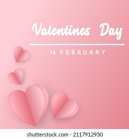 valentines day background with pink 3d hearts
