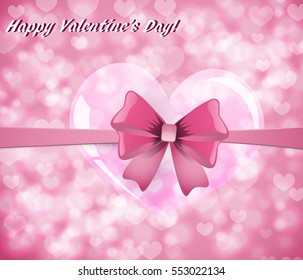 Valentine's Day background pink bow and heart