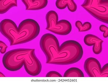 Fondo de San Valentín con corazones de garabato rosa sobre fondo rosa