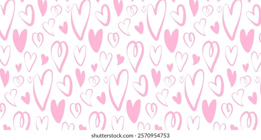 Valentines Day background, pink heart seamless pattern
