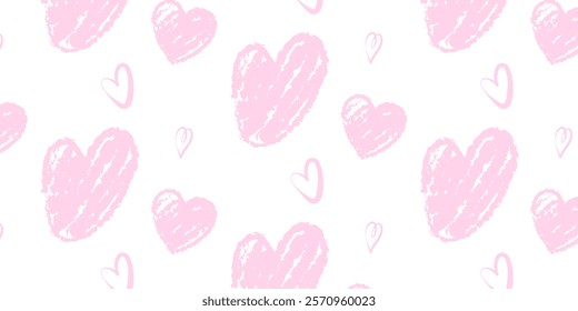 Valentines Day background, pink heart seamless pattern