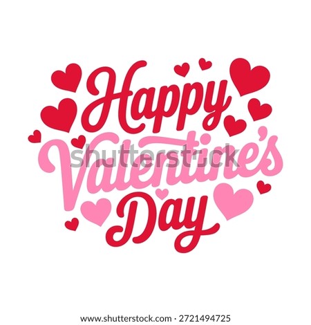 Valentine's day background with pink heart and typography of happy valentines day. Valentine holiday text design with rose color doodle heart for wallpaper, flyer, invitation, poster, banner, header