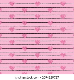 Valentine's day background with pink hearts - vector image