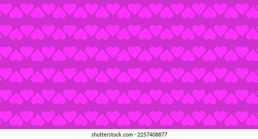 Valentines day background. Pink hearts seamless pattern. Pink Strip with heart Love romantic theme. Vector abstract texture with hearts. Stylish minimal design for wrapping fabric cloth print wedding