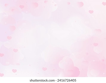 Valentine's day background with pink hearts. Vector illustration.