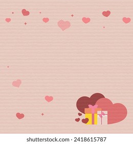 Valentine's day background with pink hearts. Vector illustration.