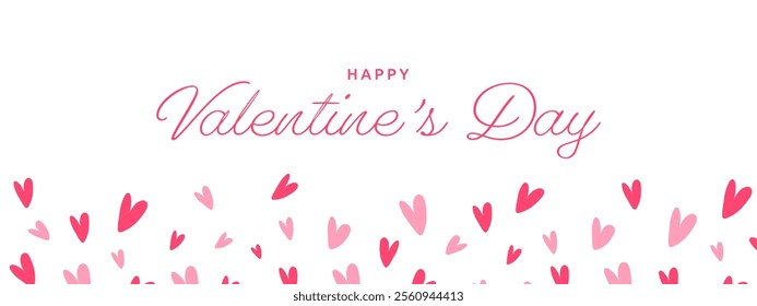 Valentine's Day background with pink hearts on transparent background. Vector symbols of love in shape of heart for your design. Vector EPS 10