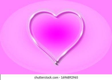 Valentine's day background, pink neon heart. Realistic vector illustration.