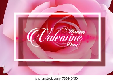 Valentines day  background Pink Rose . Realistic vector illustrations 