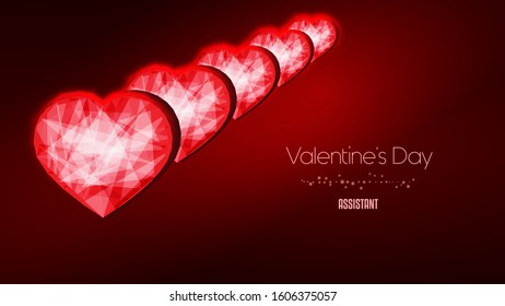 Valentine's Day Background. Polygonal Red Heart. Low poly. 
