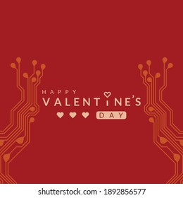 valentine's day background with printed circuit board design.