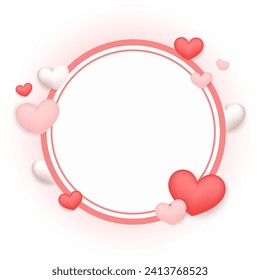 Valentines day background with product display and Heart Shaped Balloons. Valentine frame.