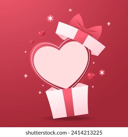 Valentine's day background with product display and Heart Shaped Balloons. Valentine's day banner.