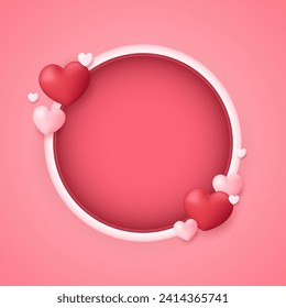 Valentine's day background with product display and Heart Shaped Balloons. Valentine's day banner.