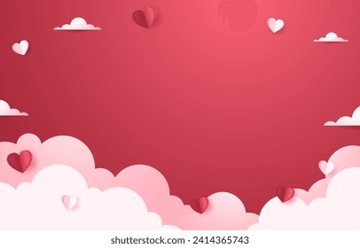 Valentine's day background with product display and Heart Shaped Balloons. Valentine's day banner.