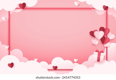 Valentine's day background with product display and Heart Shaped. Valentine's day frame. free space for text.