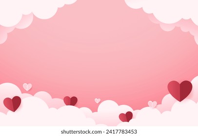 Valentine's day background with product display and Heart Shaped. Valentine's day frame. free space for text.