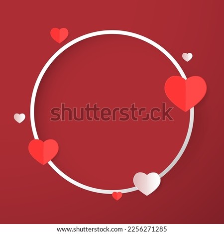 Valentines day background with product display and Heart Shaped Balloons. Paper cut style. Valentine frame.
