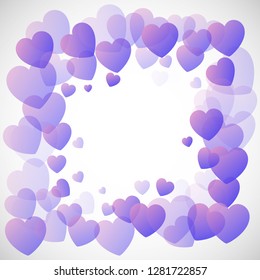 Valentine's Day background with purple hearts frame