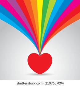 Valentines Day background with a rainbow burst design